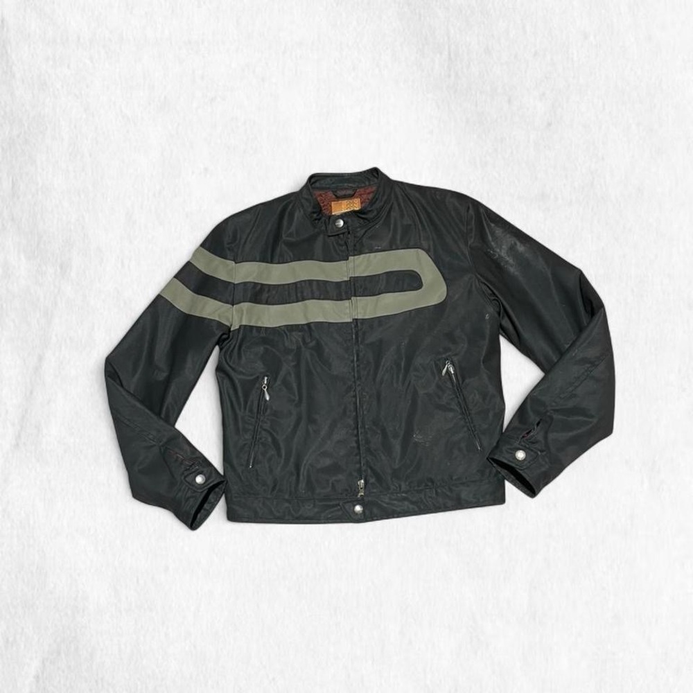 Diesel moto jacket faux leather early 2010s coolest D shape asymmetrical ~